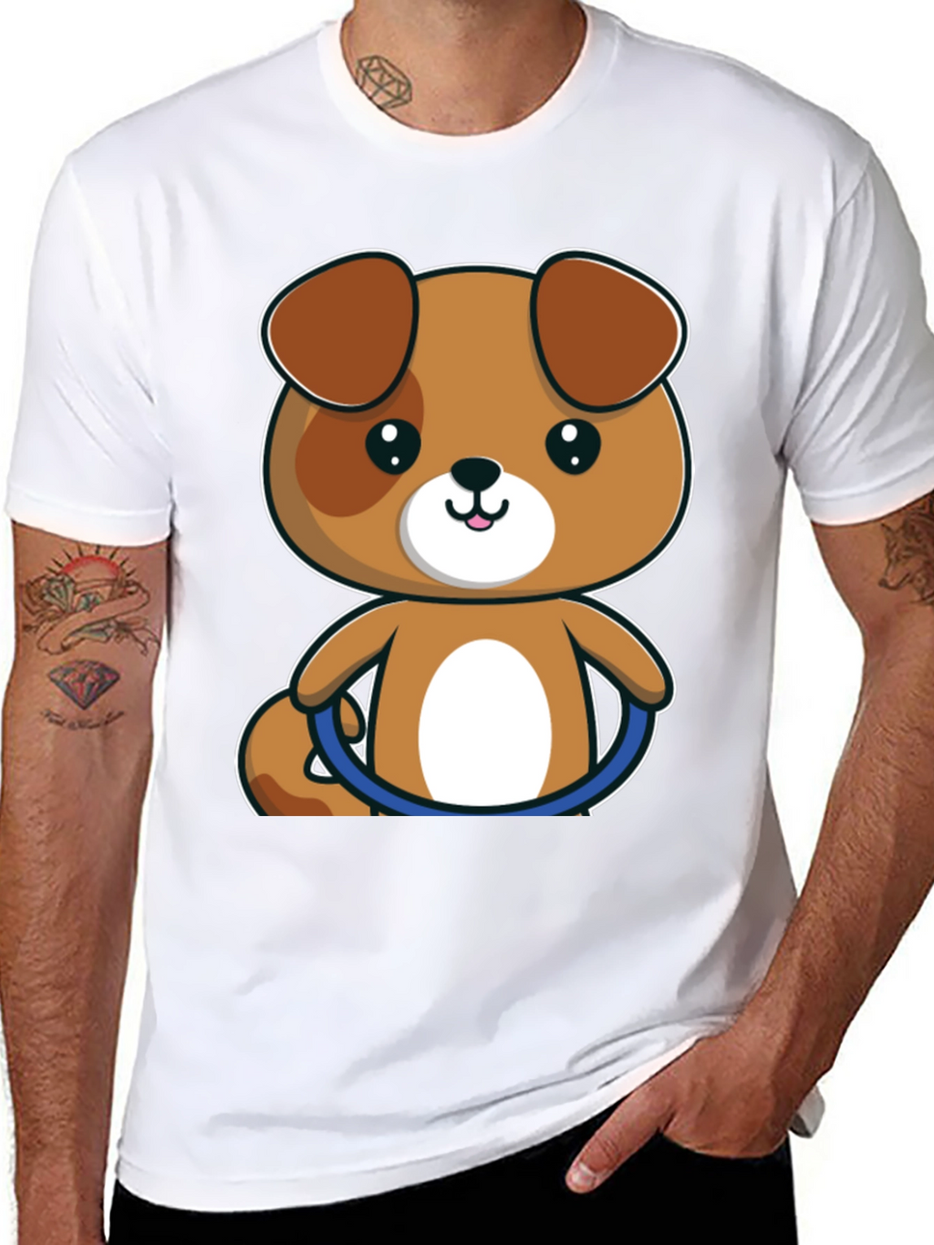 Cute Cartoon Puppy T-Shirt - Black