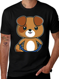 Cute Cartoon Puppy T-Shirt - Black