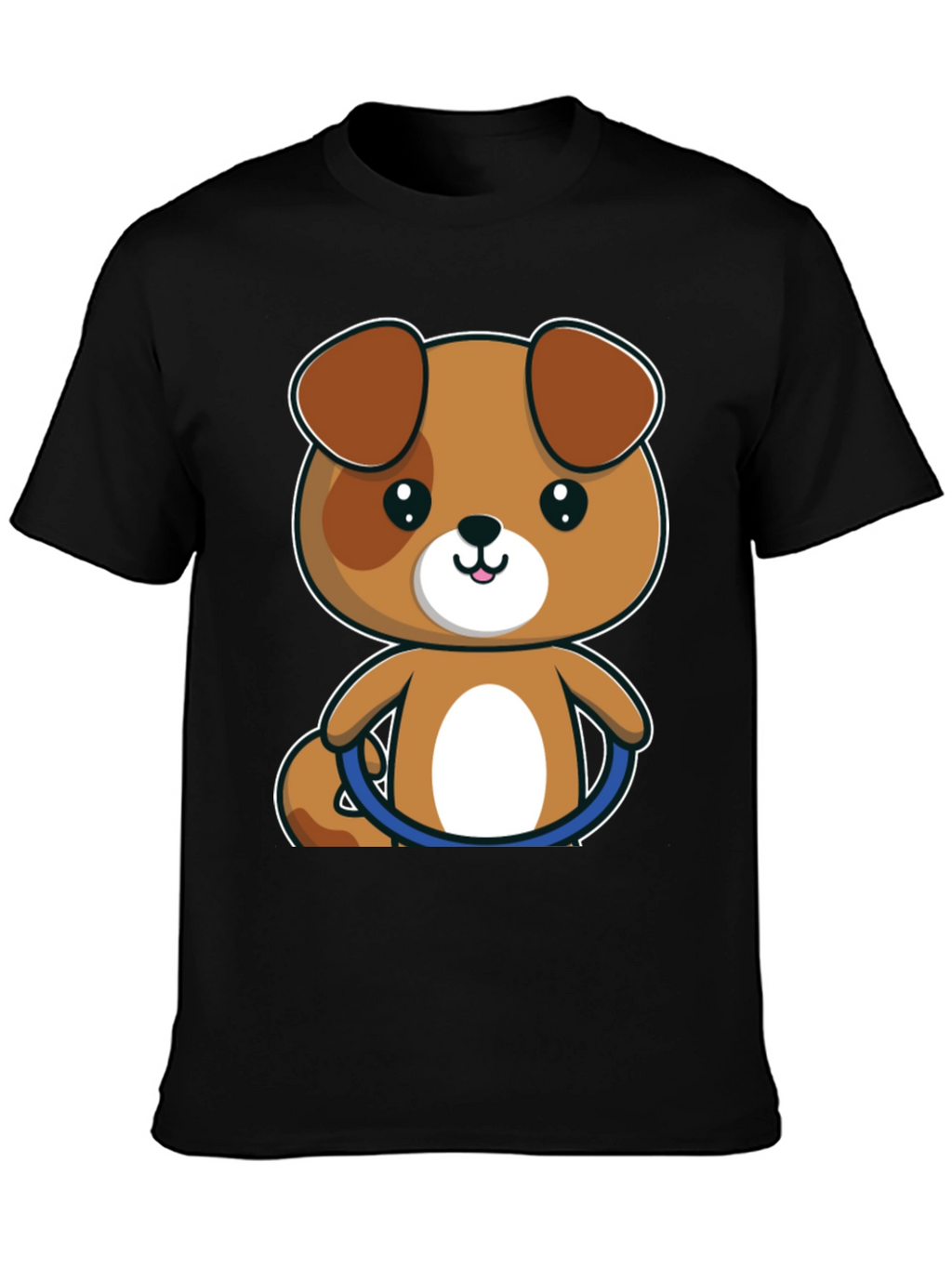 Cute Cartoon Puppy T-Shirt - Black
