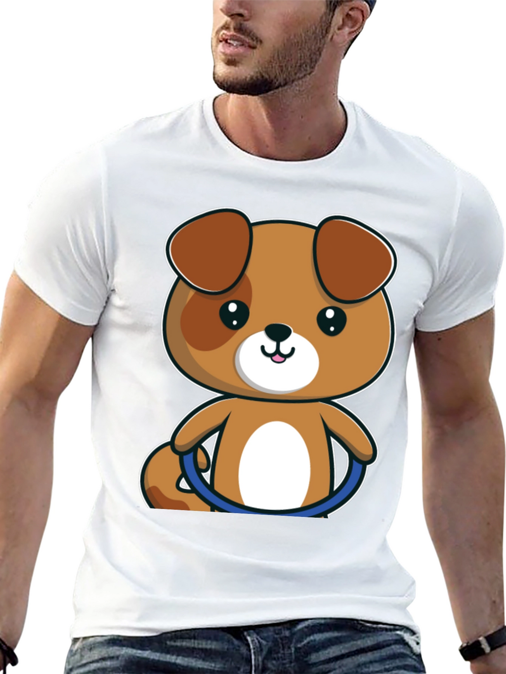 Cute Cartoon Puppy T-Shirt - Black