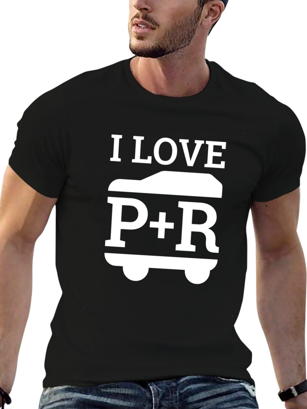 I Love P+R Car T-Shirt - Black