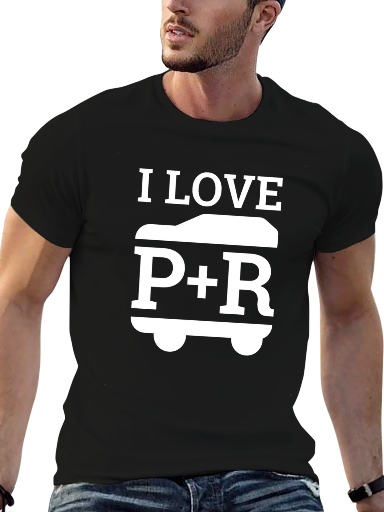 I Love P+R Car T-Shirt - Black