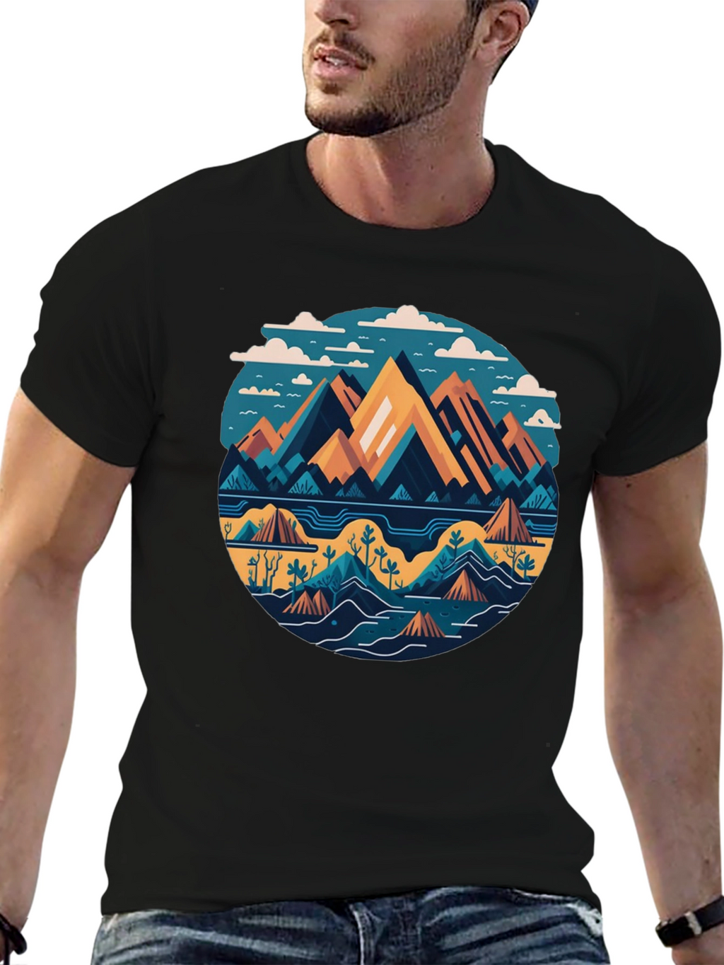 Mountain Landscape Graphic Tee - Modern Design