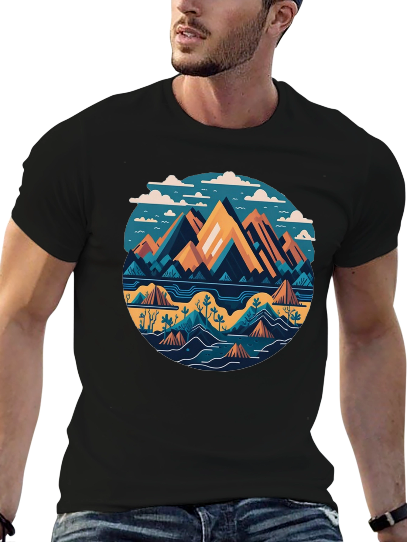 Mountain Landscape Graphic Tee - Modern Design