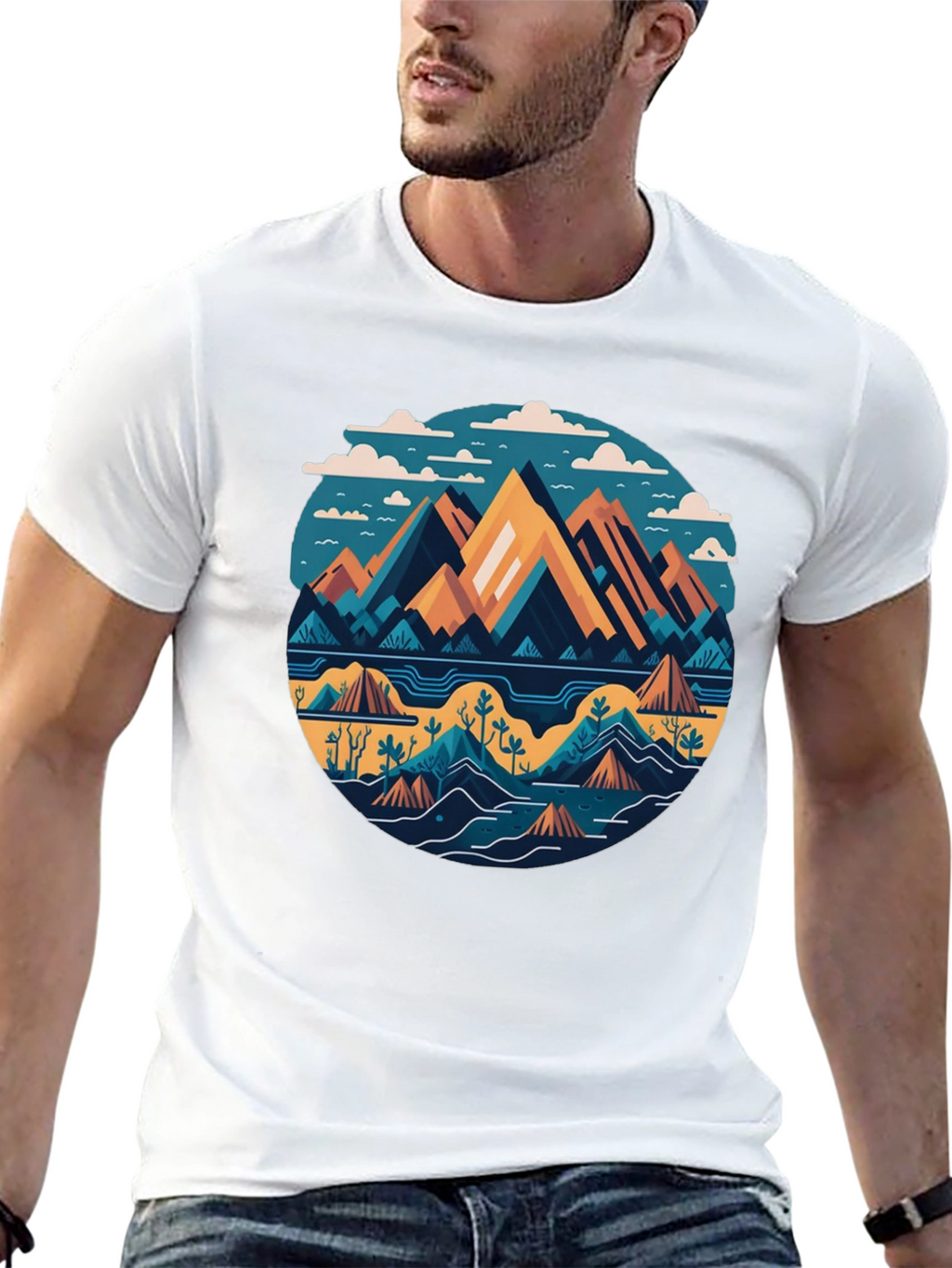 Mountain Landscape Graphic Tee - Modern Design