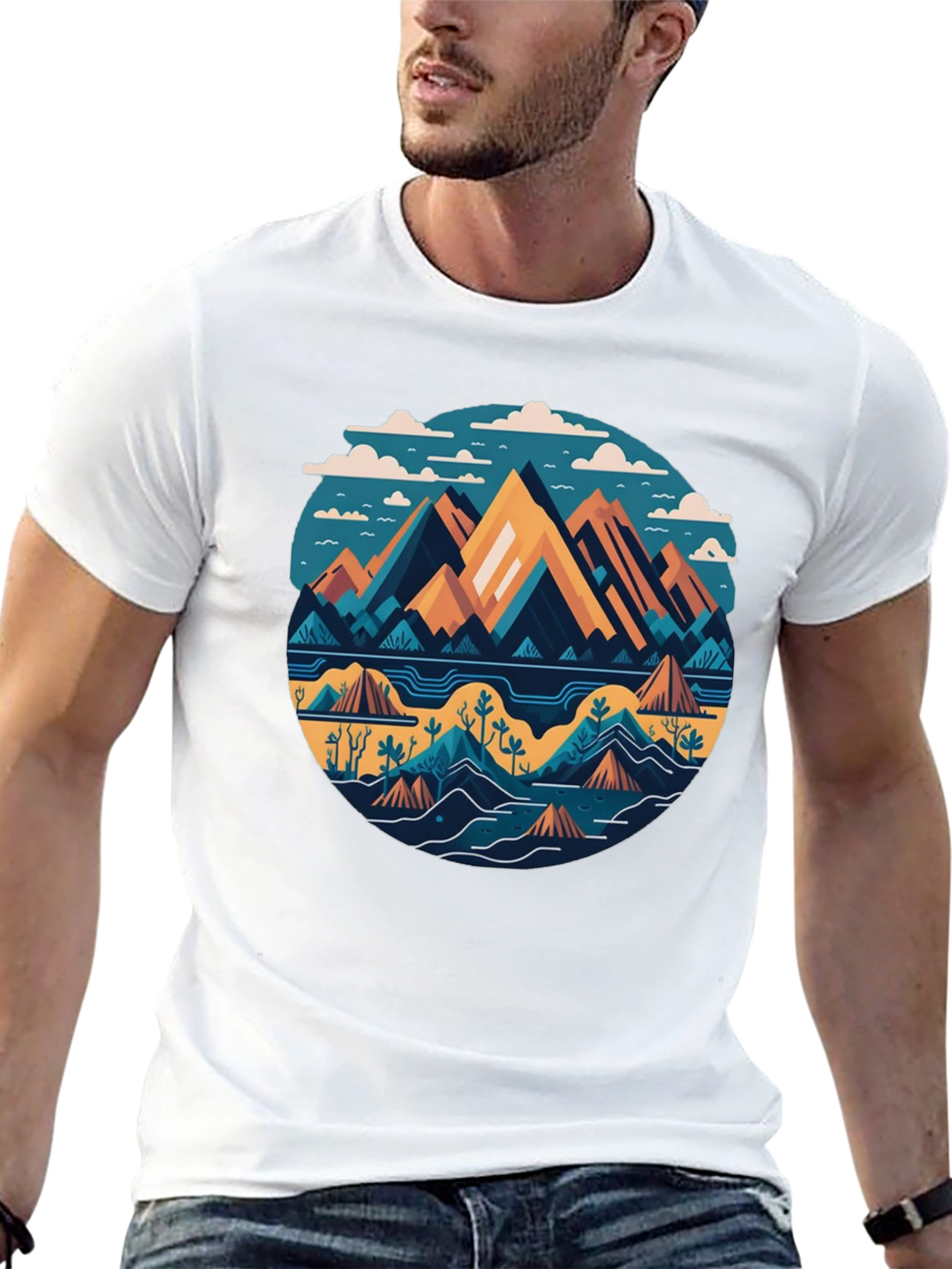 Mountain Landscape Graphic Tee - Modern Design