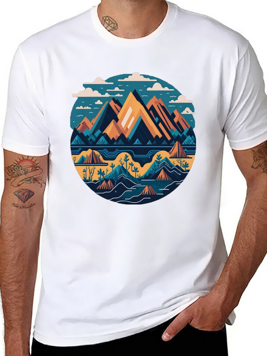 Mountain Landscape Graphic Tee - Modern Design