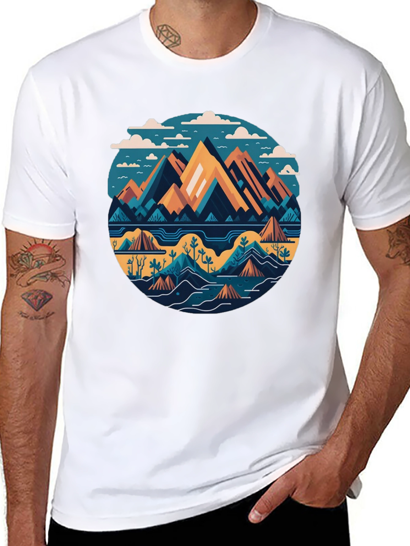 Mountain Landscape Graphic Tee - Modern Design