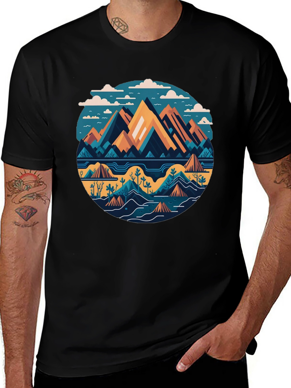 Mountain Landscape Graphic Tee - Modern Design