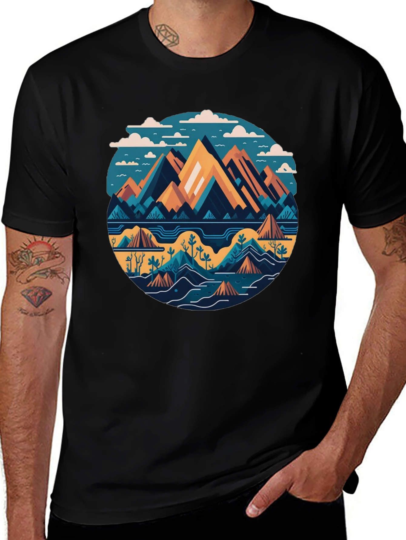 Mountain Landscape Graphic Tee - Modern Design