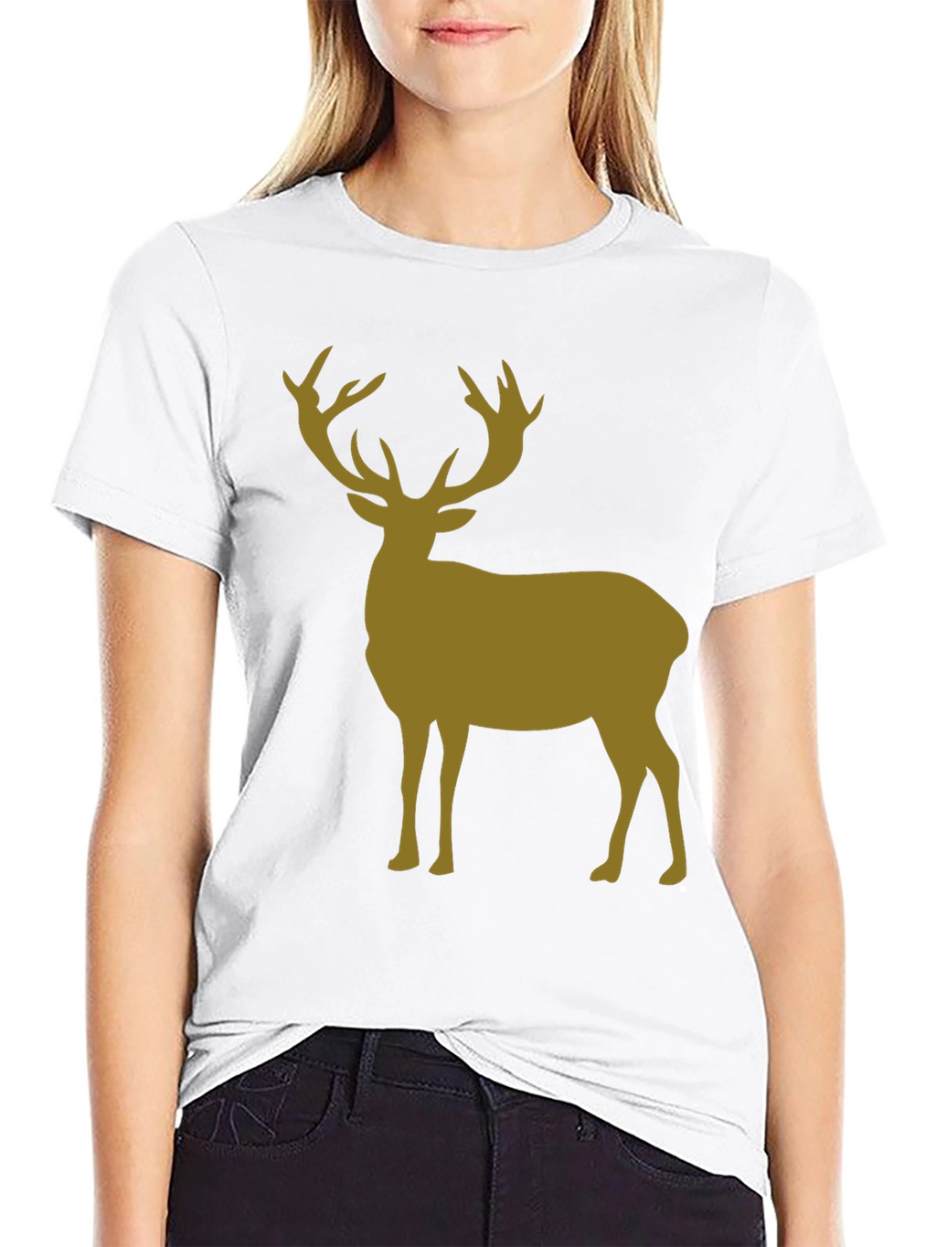 Deer Silhouette Graphic Tee - Black