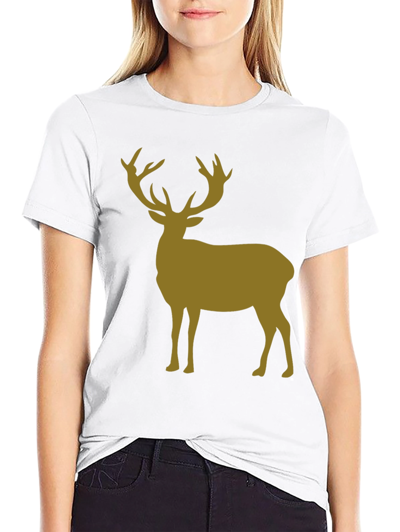 Deer Silhouette Graphic Tee - Black