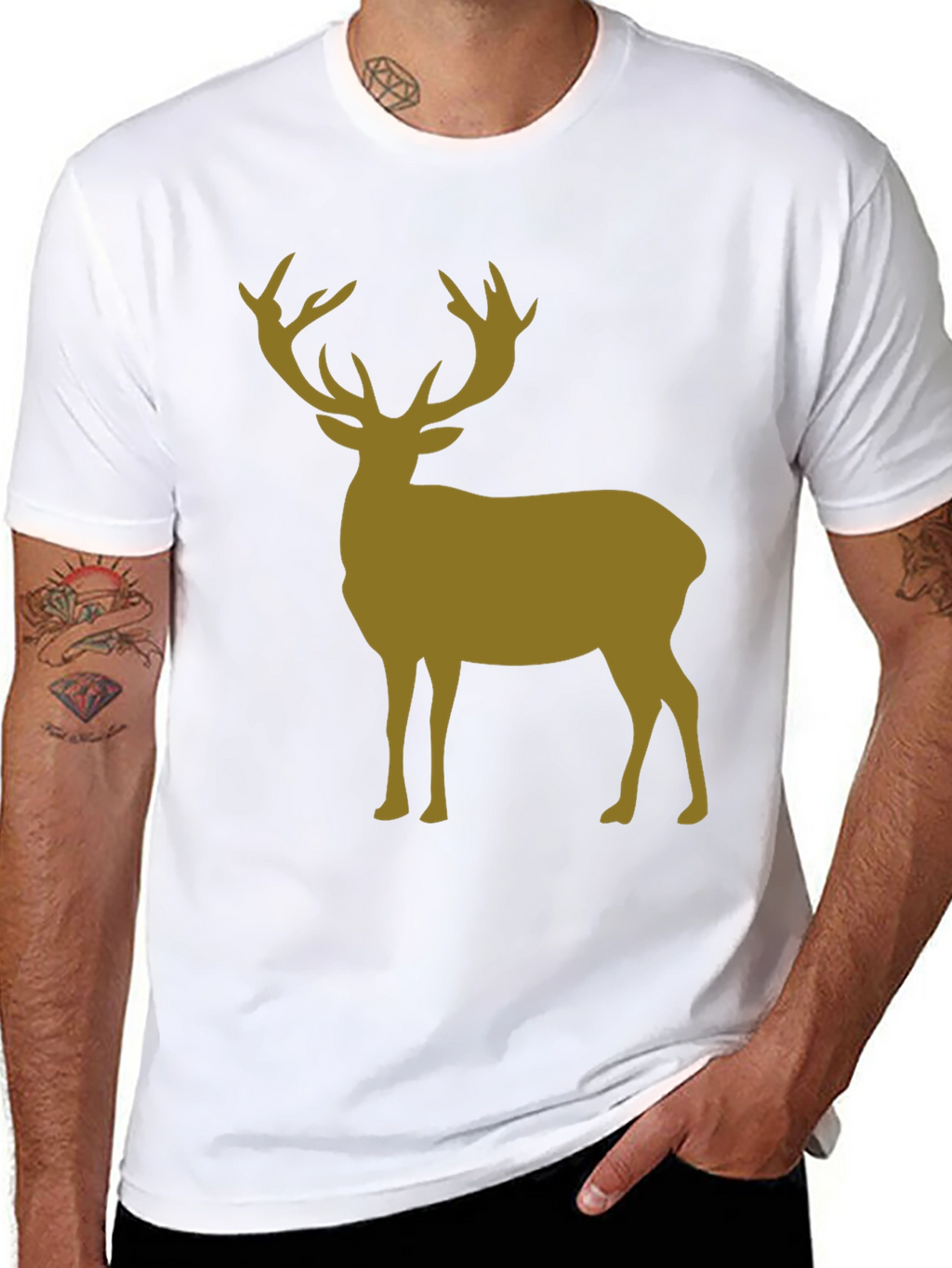 Deer Silhouette Graphic Tee - Black