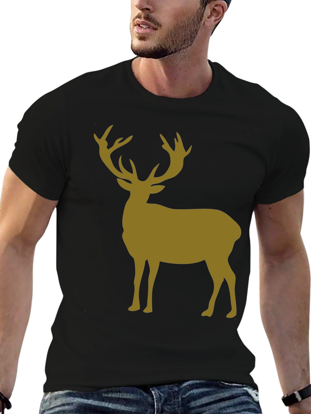 Deer Silhouette Graphic Tee - Black