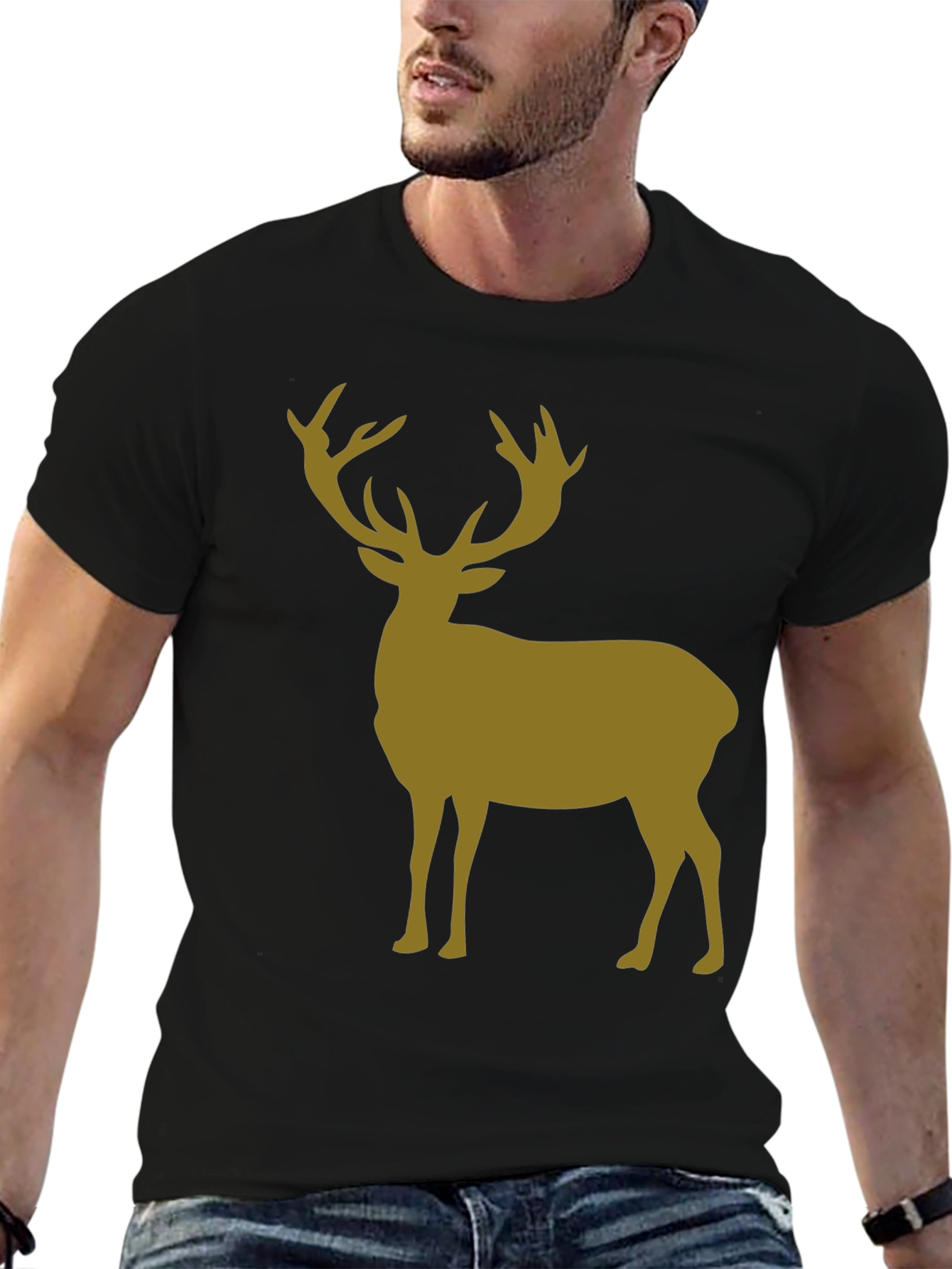 Deer Silhouette Graphic Tee - Black