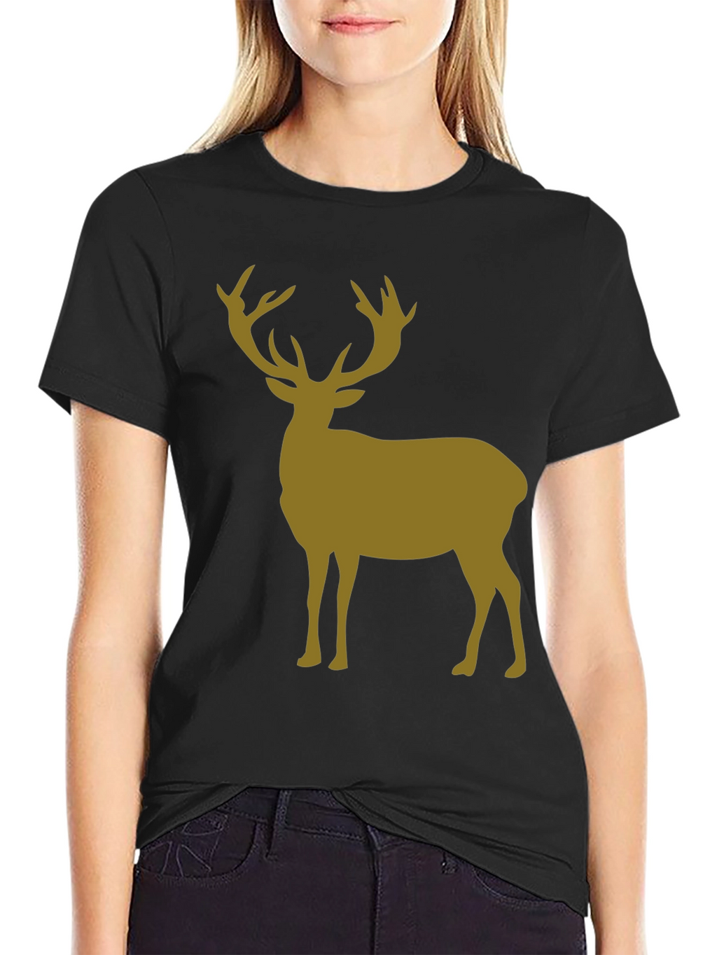 Deer Silhouette Graphic Tee - Black