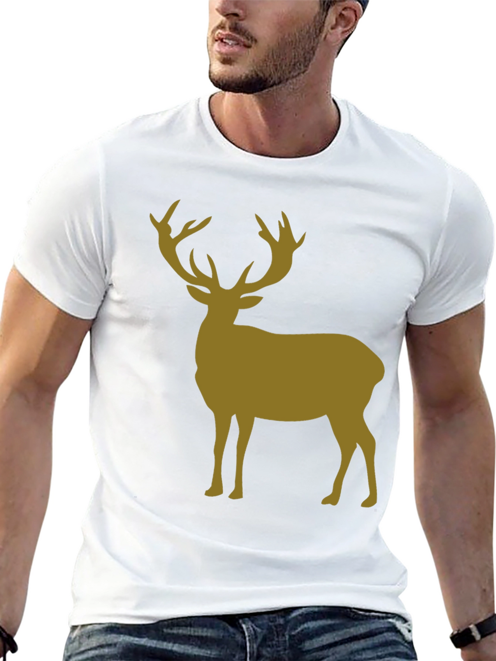 Deer Silhouette Graphic Tee - Black