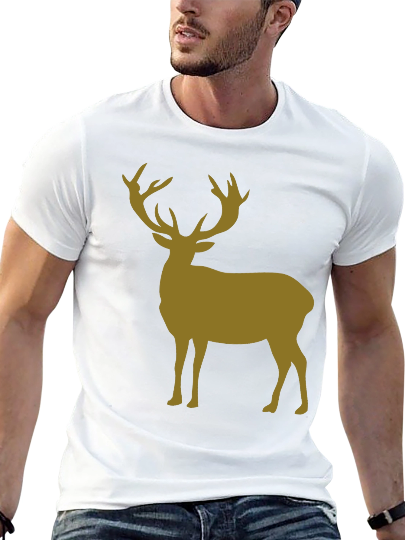 Deer Silhouette Graphic Tee - Black