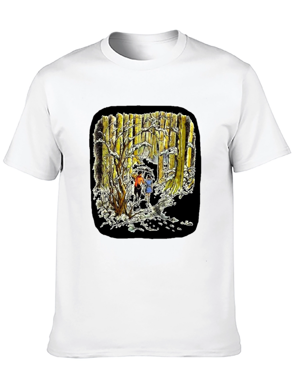 Winter Forest Print Black T-Shirt