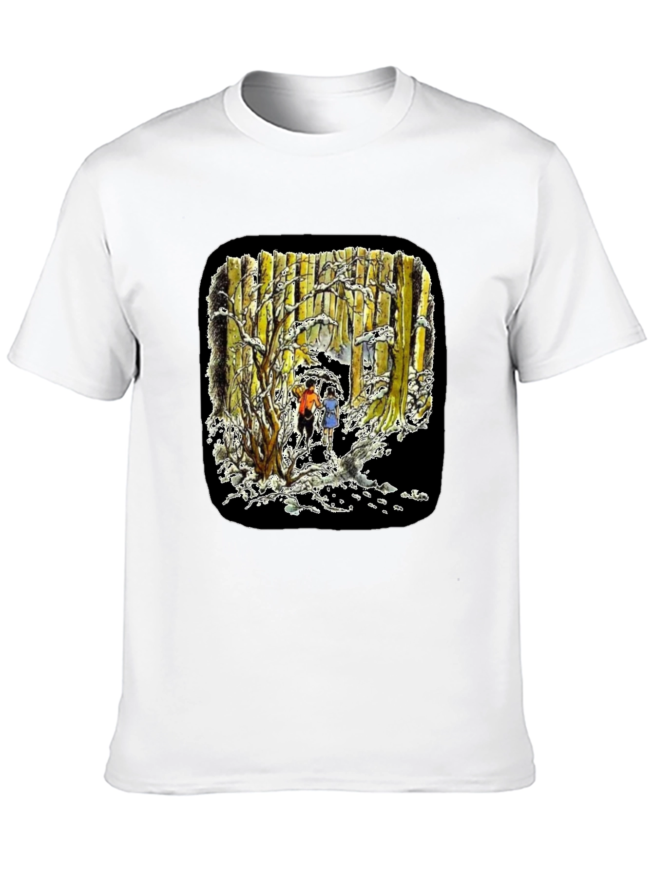 Winter Forest Print Black T-Shirt