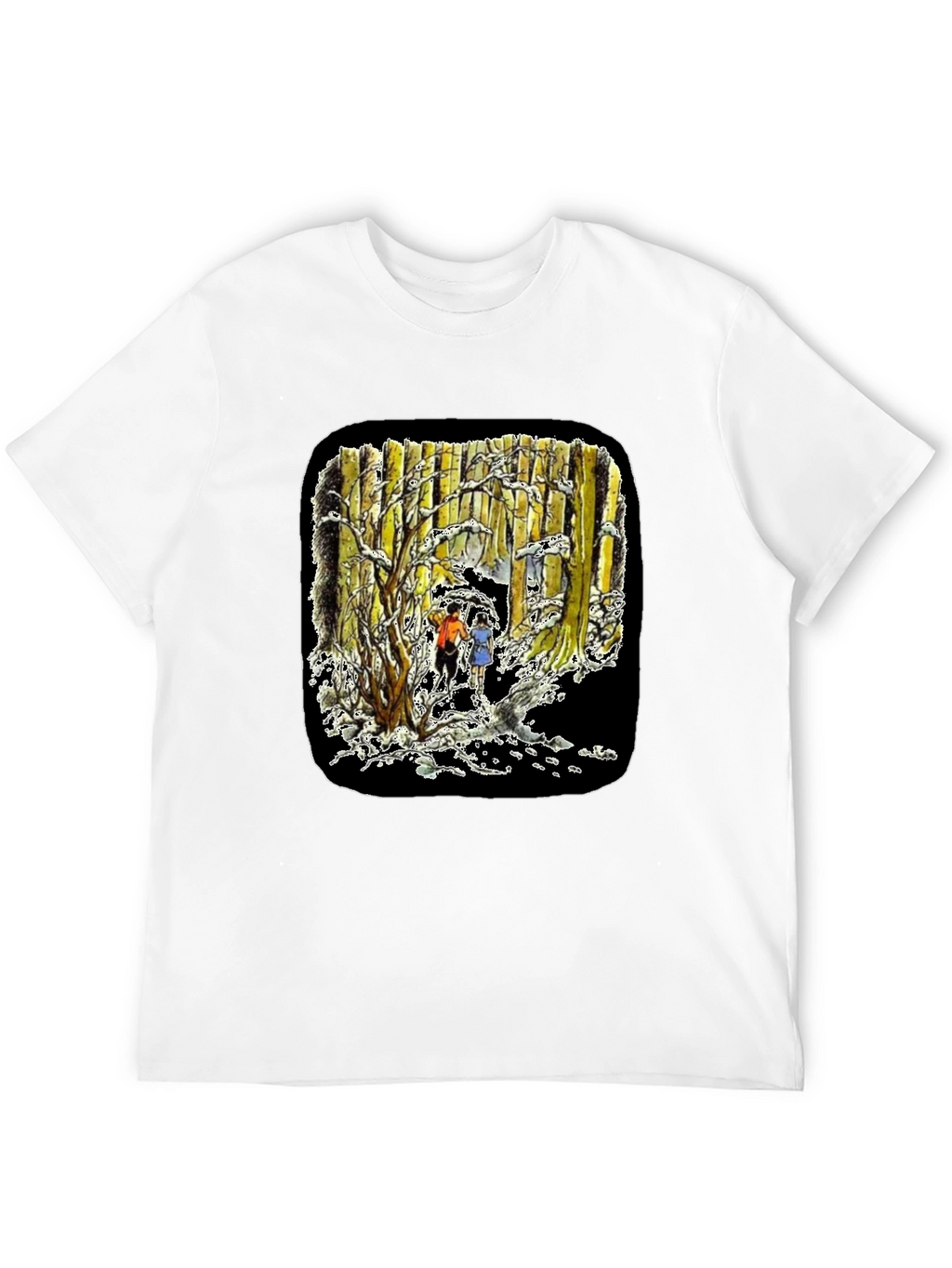 Winter Forest Print Black T-Shirt