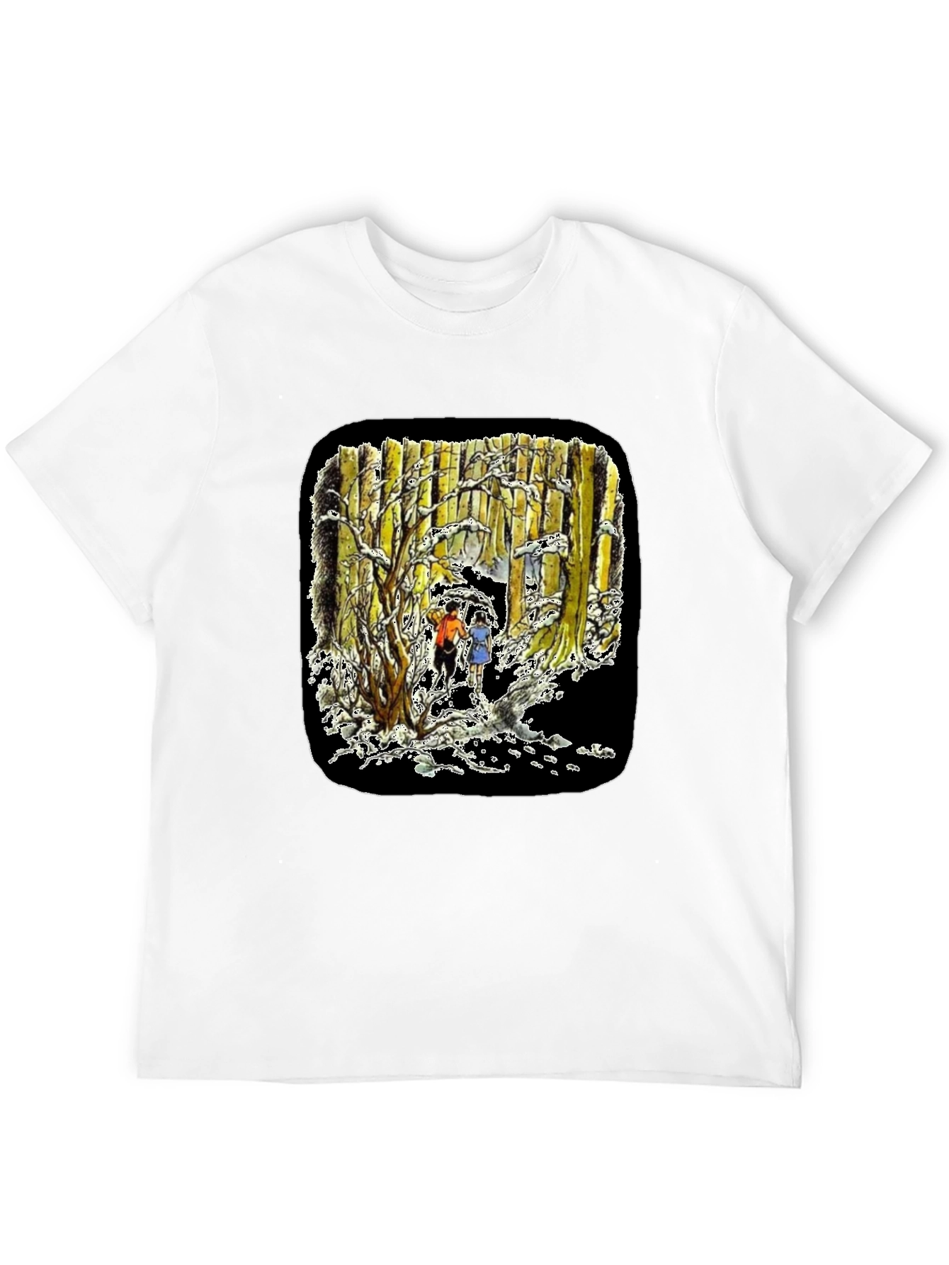 Winter Forest Print Black T-Shirt