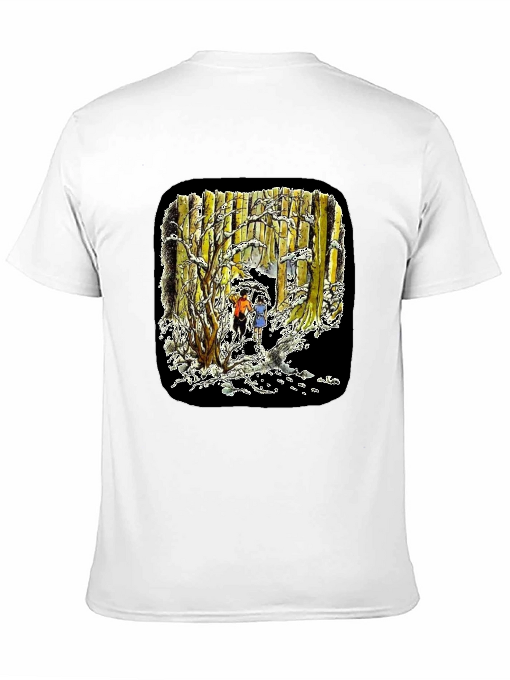 Winter Forest Print Black T-Shirt