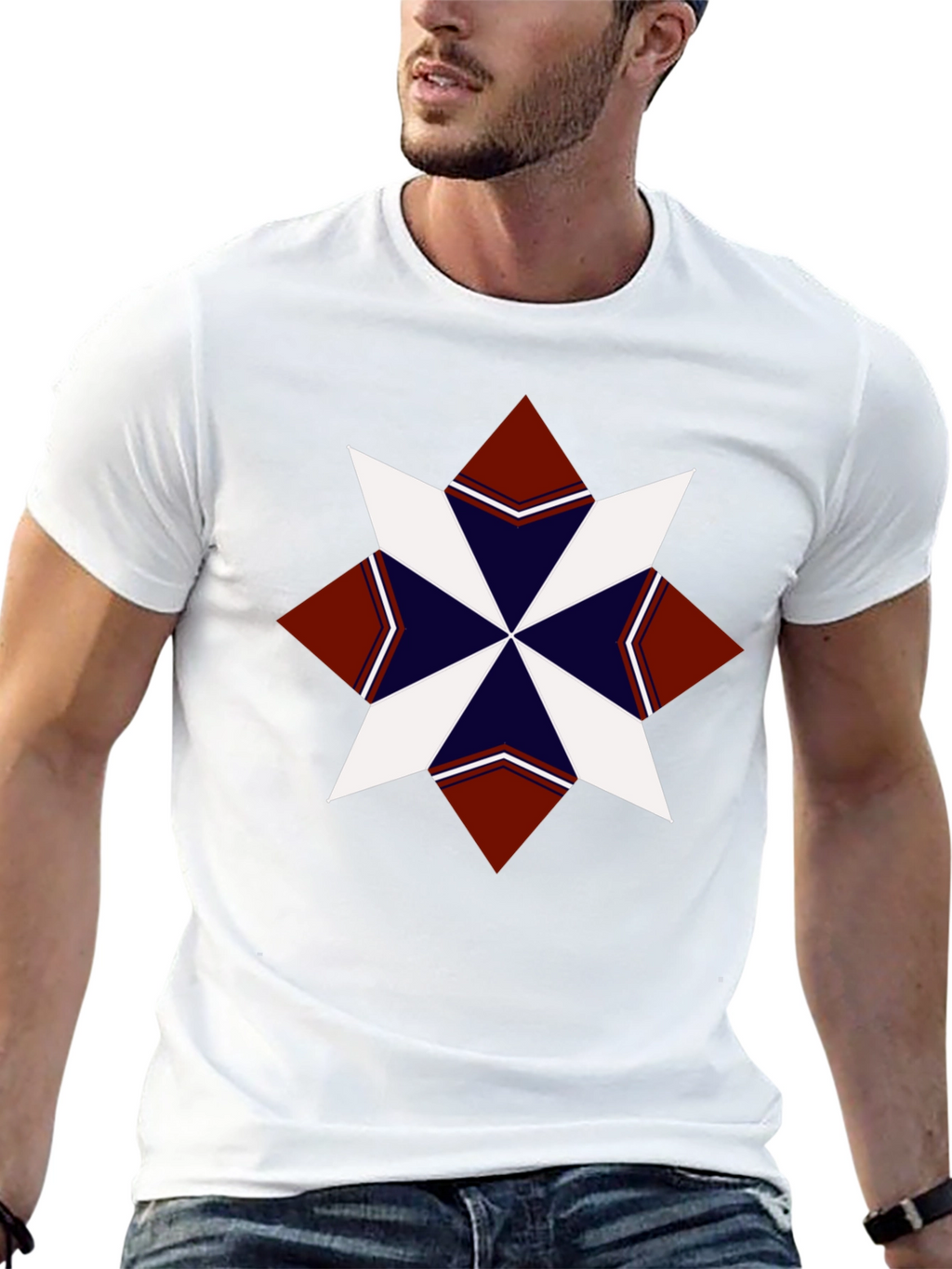 Geometric Star Graphic Tee - Stylish Mens T-Shirt