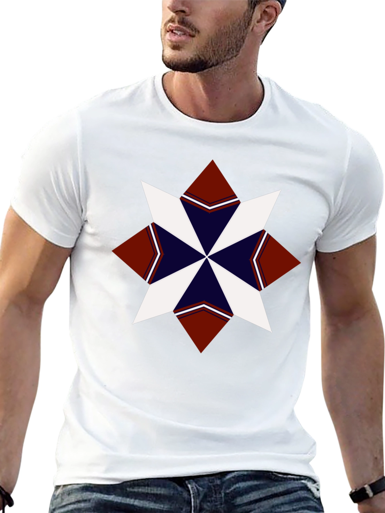 Geometric Star Graphic Tee - Stylish Mens T-Shirt