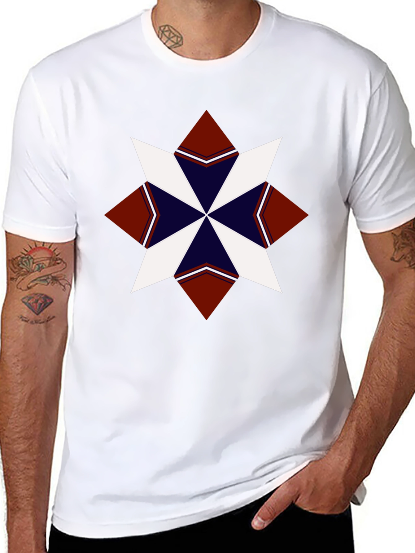 Geometric Star Graphic Tee - Stylish Mens T-Shirt