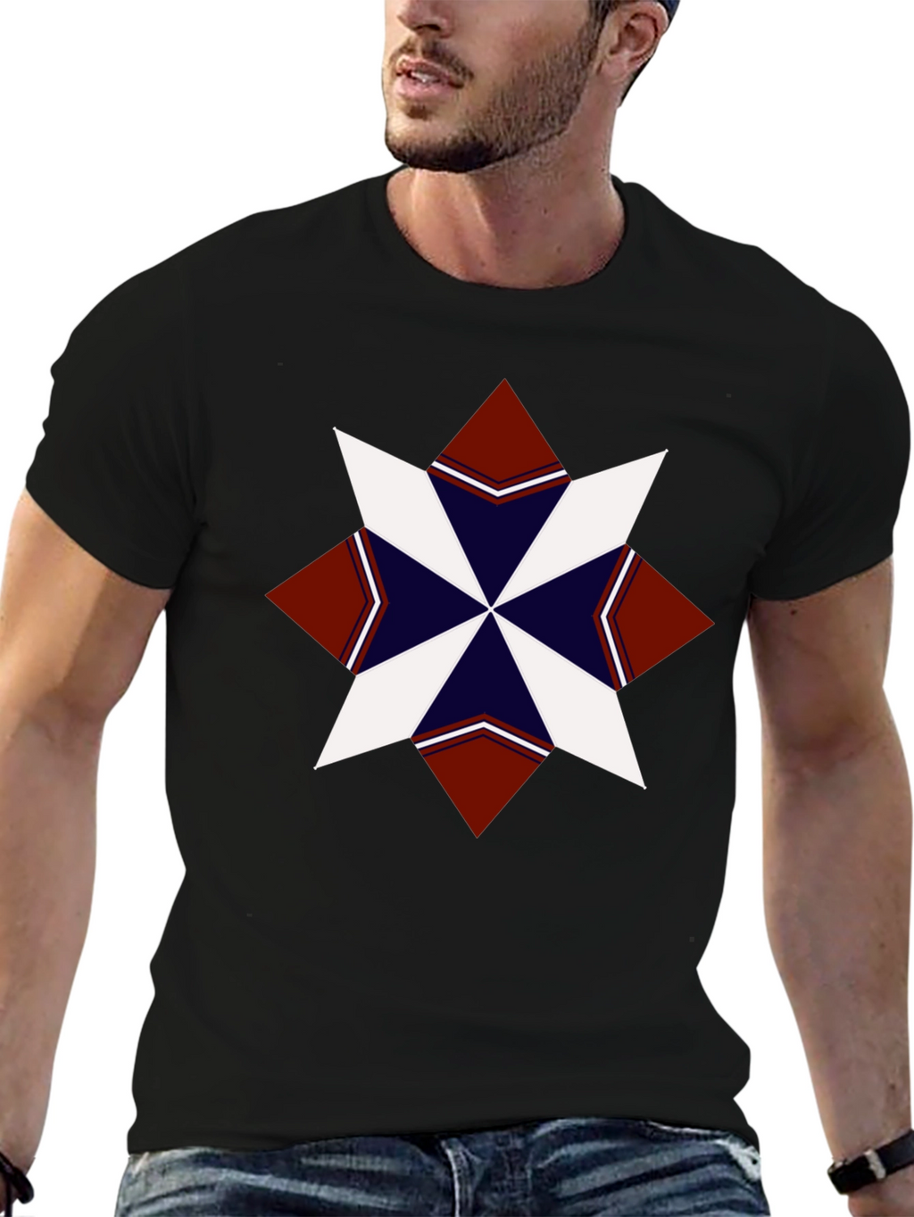 Geometric Star Graphic Tee - Stylish Mens T-Shirt