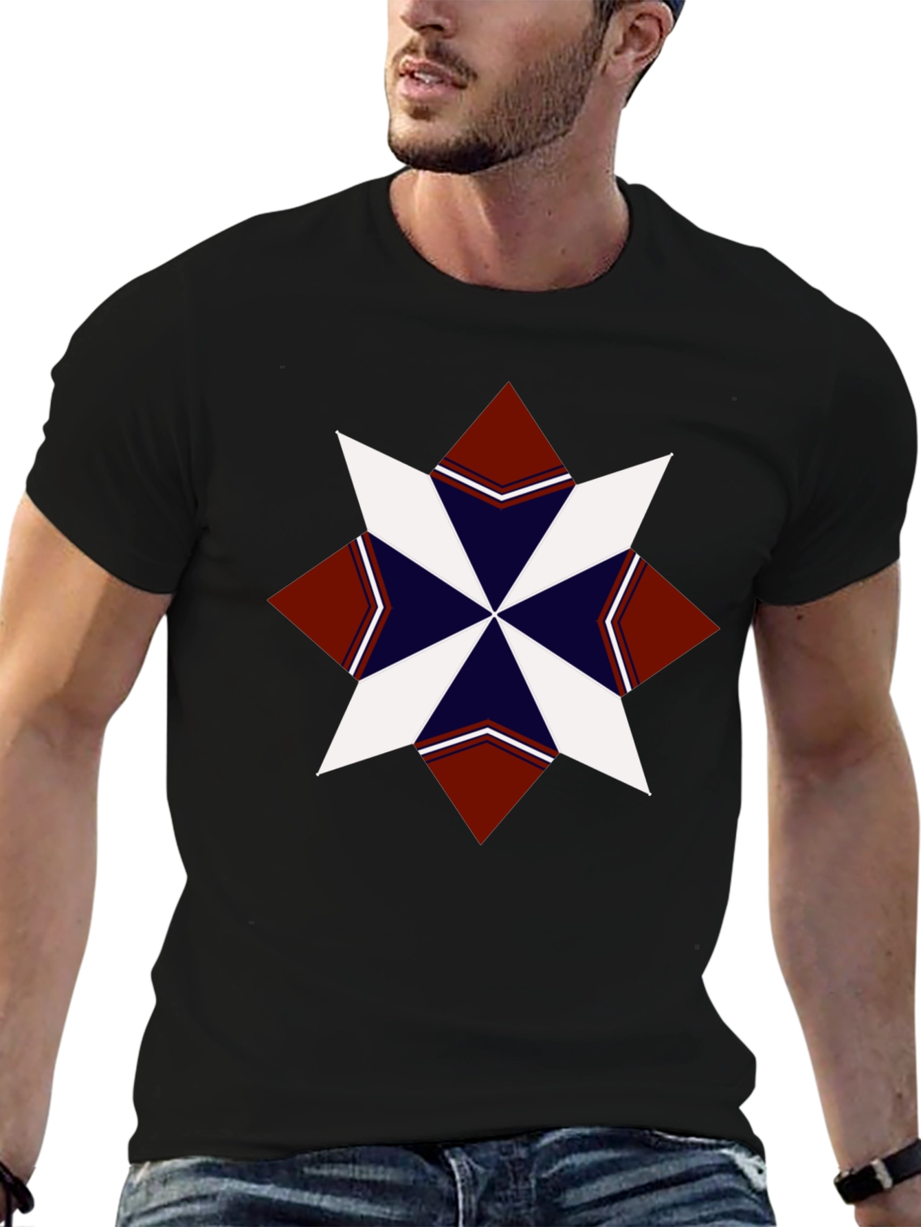 Geometric Star Graphic Tee - Stylish Mens T-Shirt