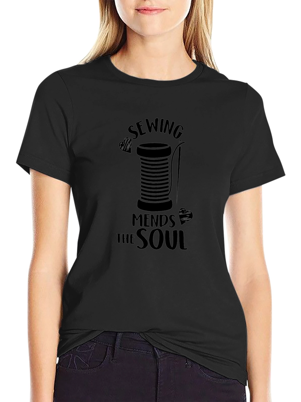 Sewing Mends the Soul Black T-Shirt