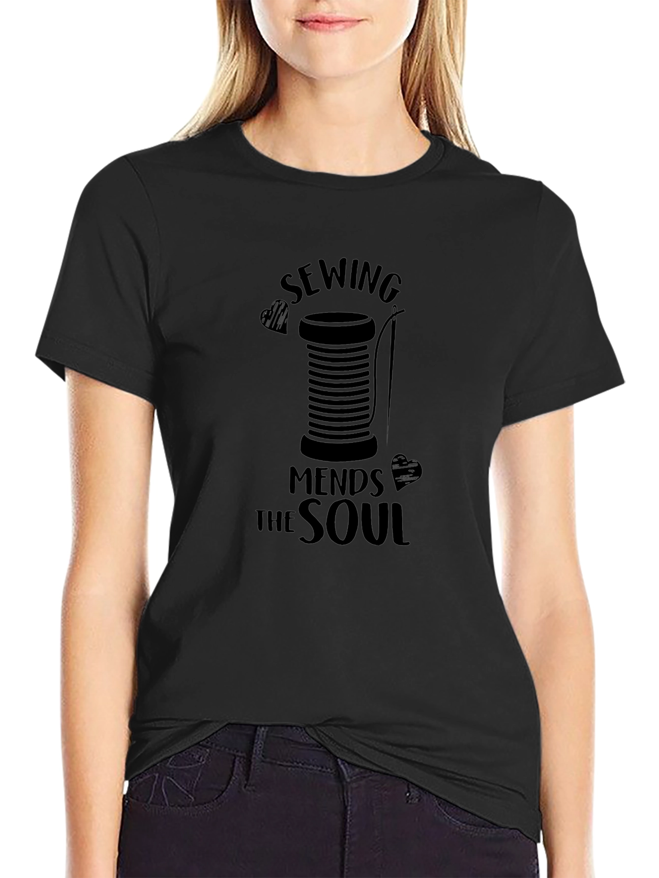 Sewing Mends the Soul Black T-Shirt