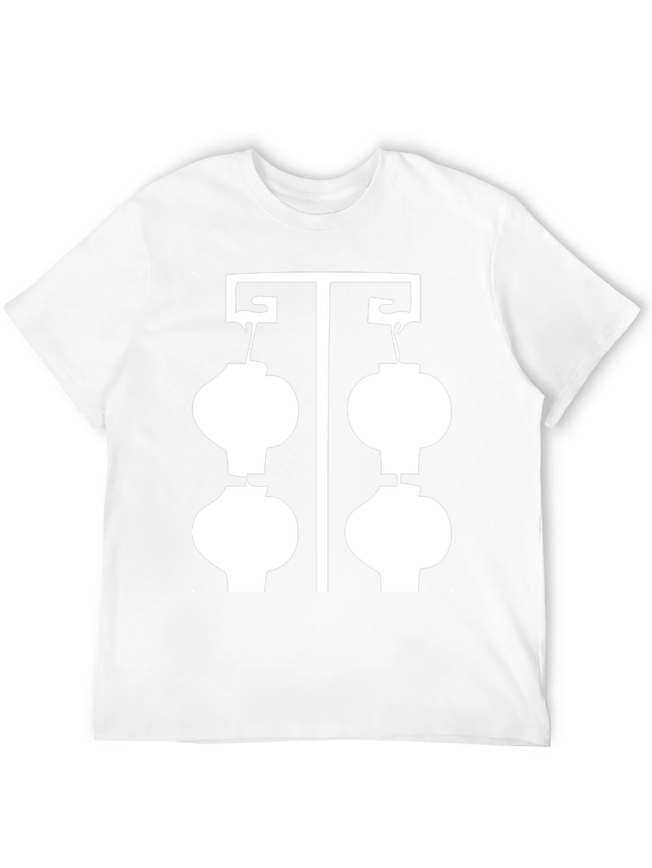 Black T-Shirt with White Lantern Graphic