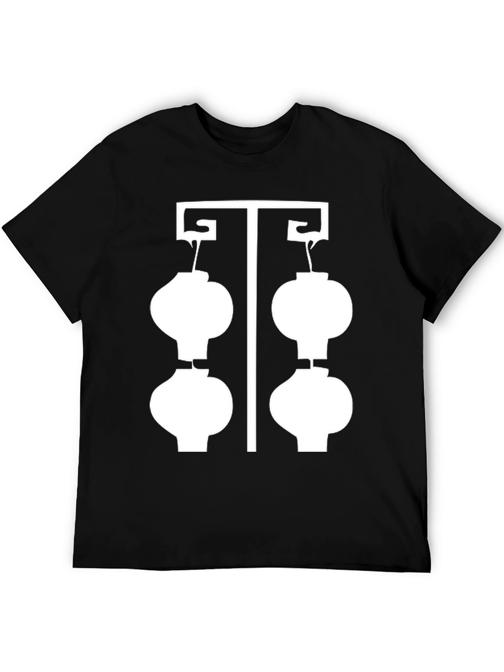 Black T-Shirt with White Lantern Graphic