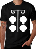 Black T-Shirt with White Lantern Graphic
