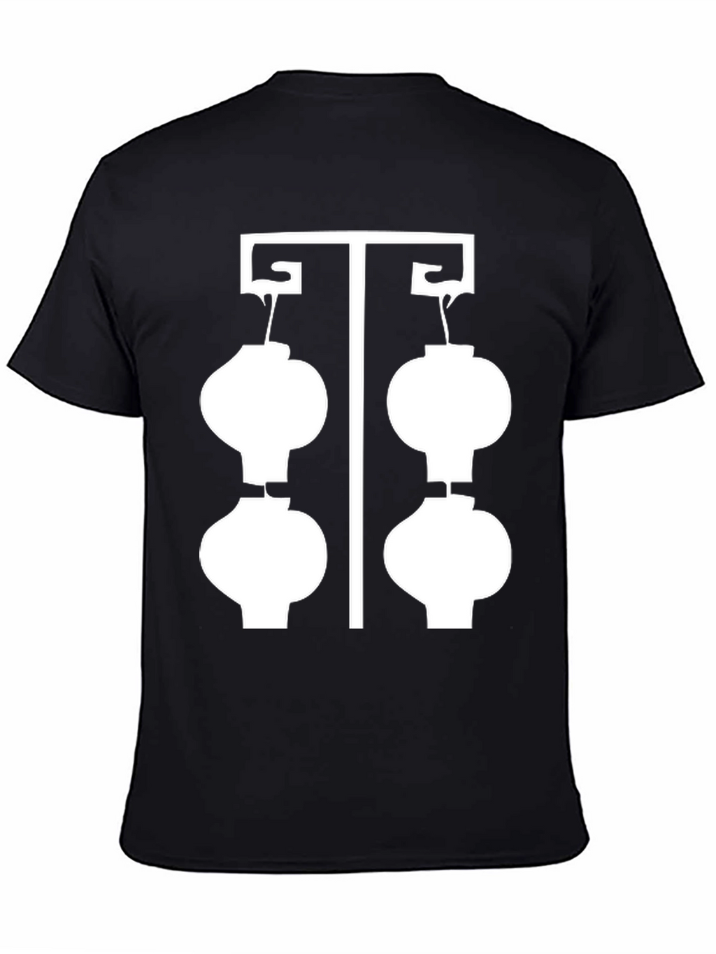 Black T-Shirt with White Lantern Graphic