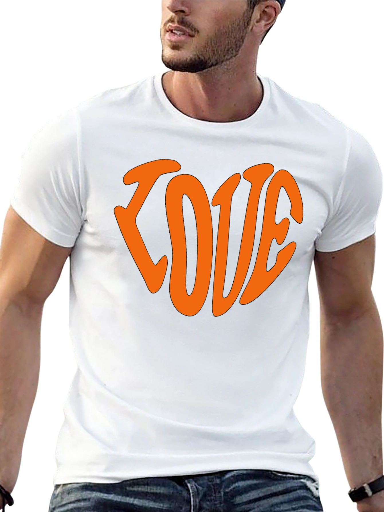 Love Graphic Tee - Retro Heart Design Black T-Shirt