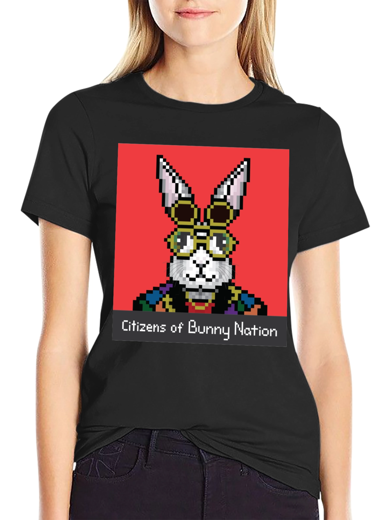 Pixel Bunny Nation Graphic T-Shirt