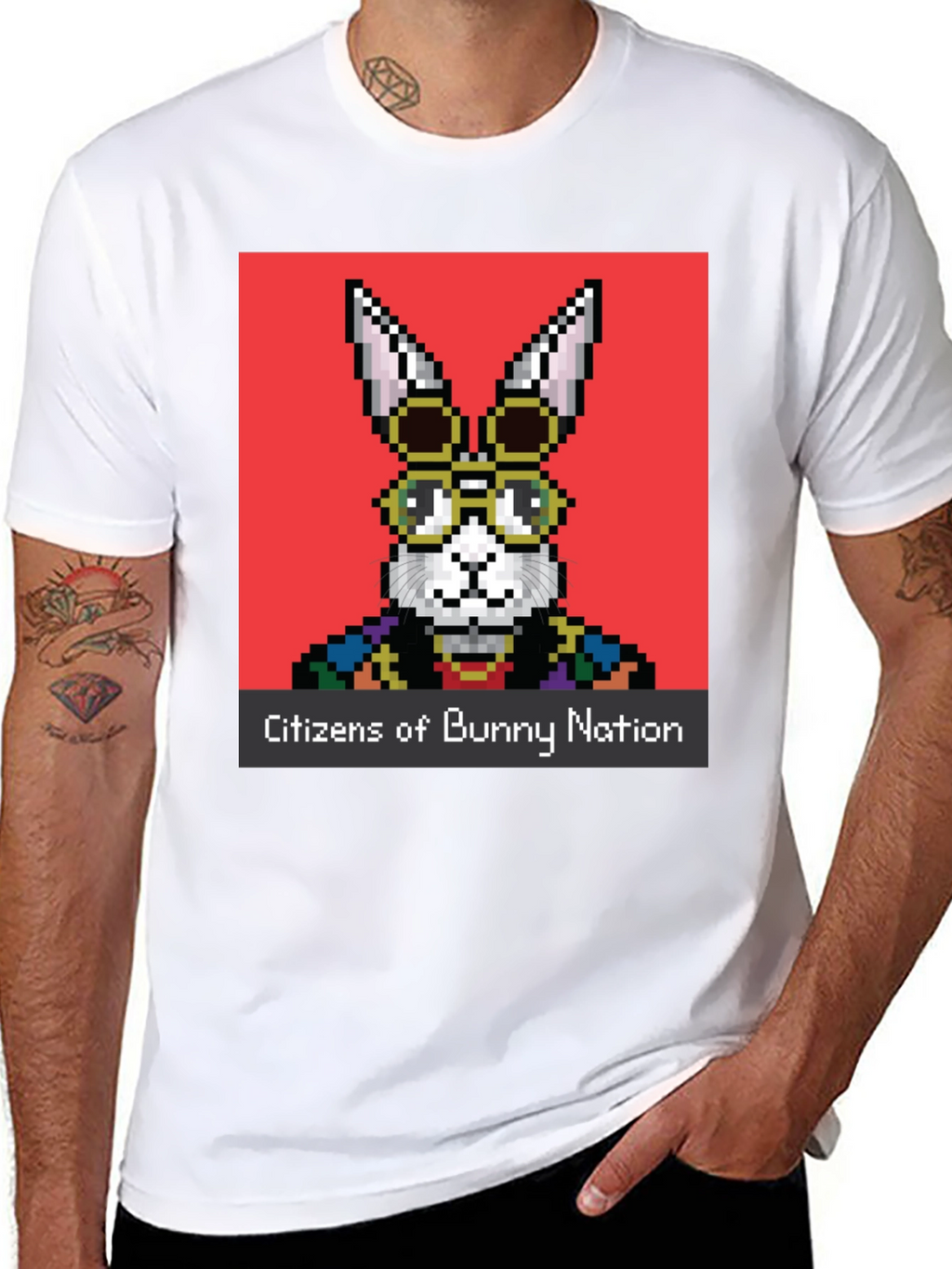 Pixel Bunny Nation Graphic T-Shirt