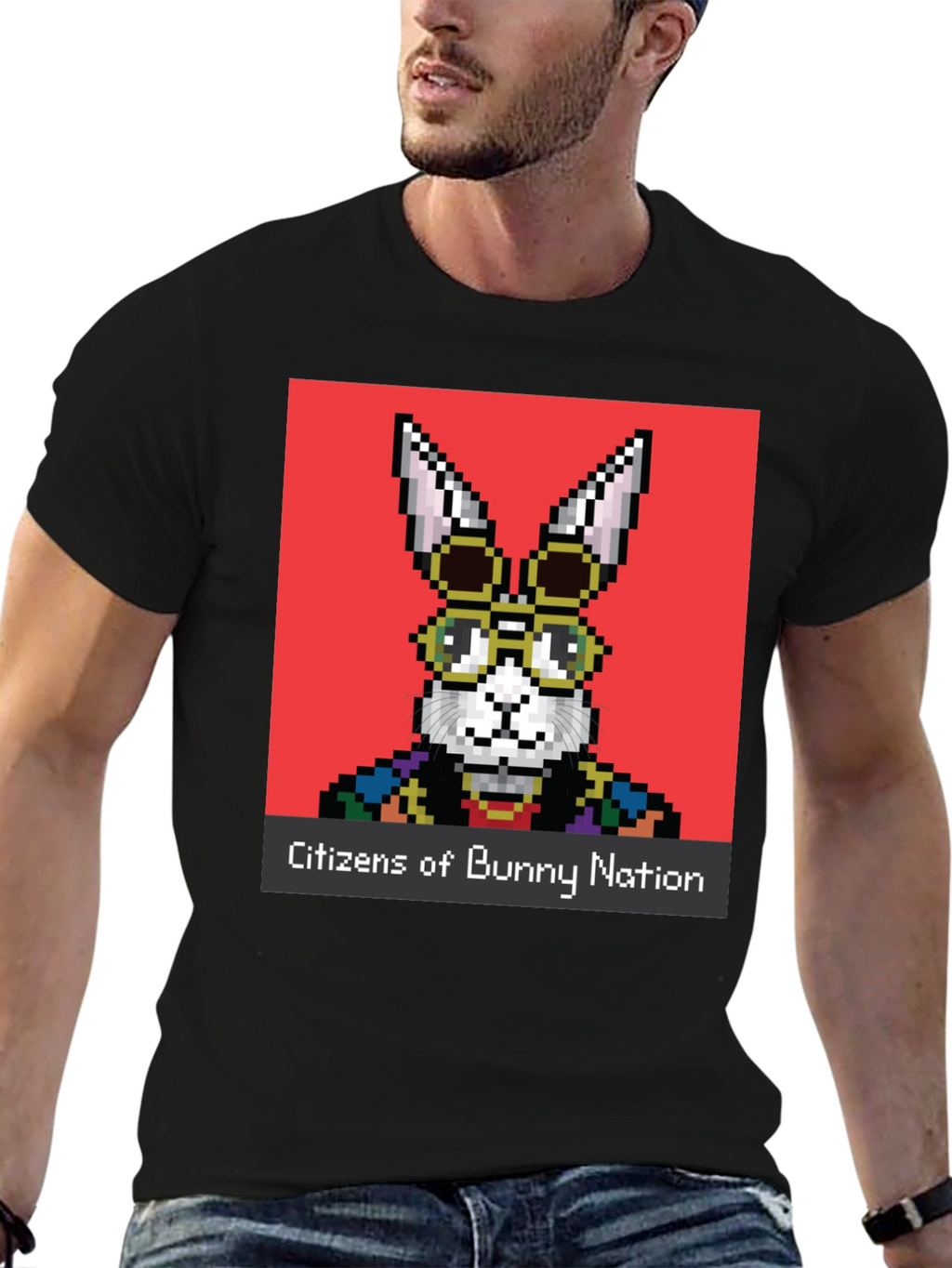 Pixel Bunny Nation Graphic T-Shirt