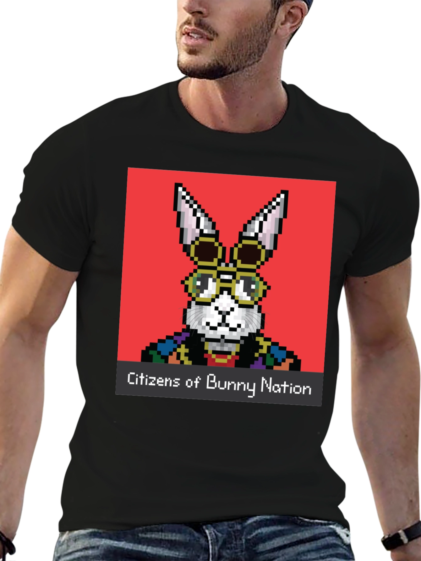 Pixel Bunny Nation Graphic T-Shirt