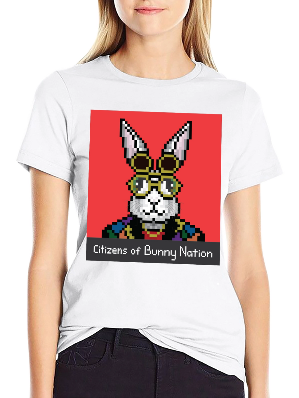 Pixel Bunny Nation Graphic T-Shirt