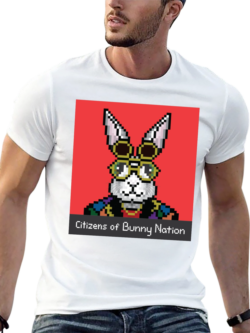 Pixel Bunny Nation Graphic T-Shirt