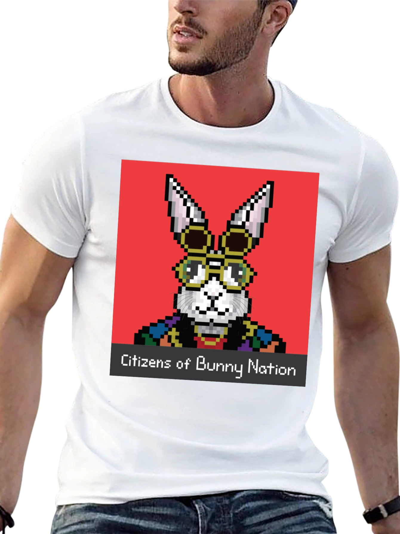 Pixel Bunny Nation Graphic T-Shirt