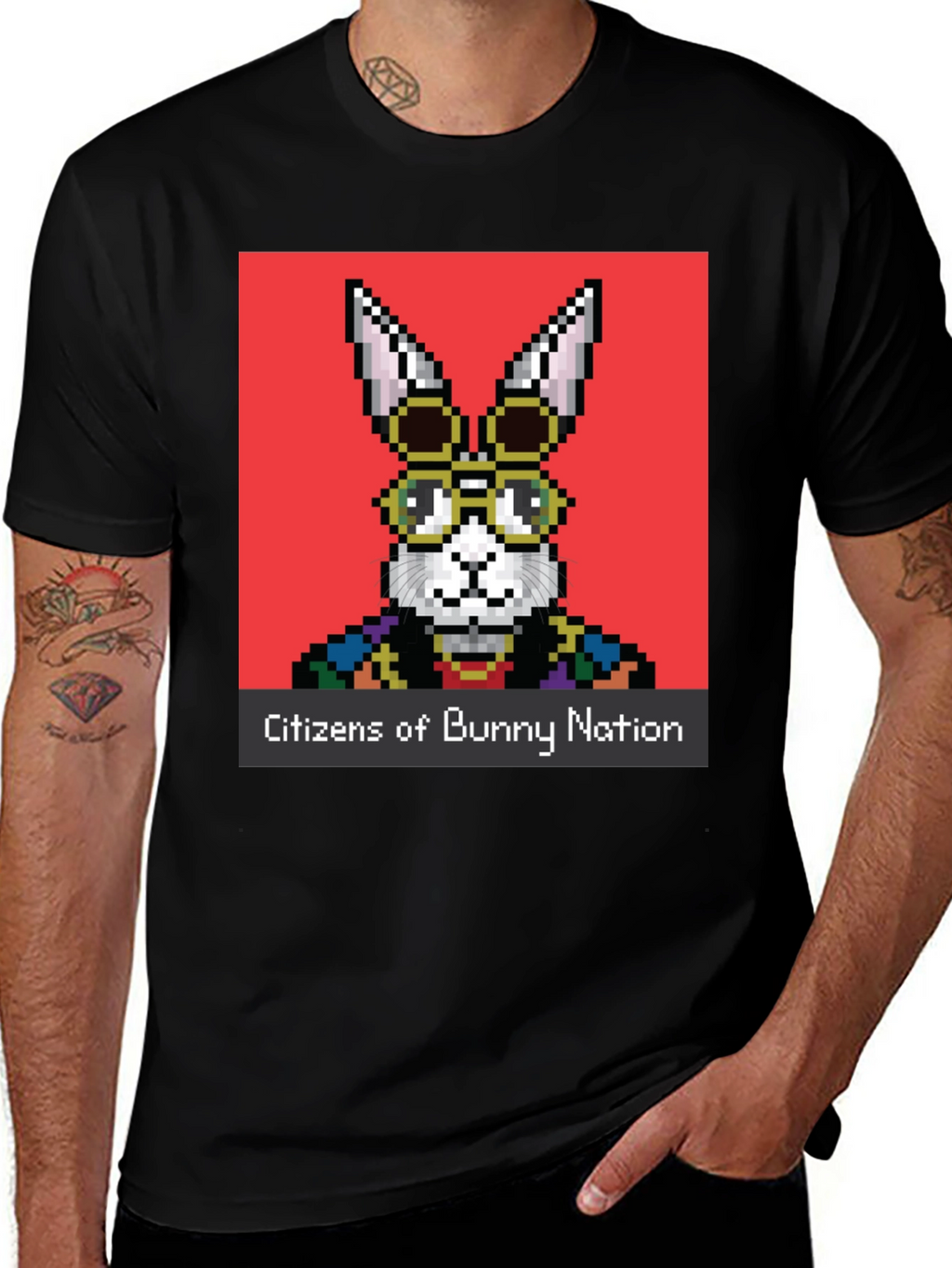 Pixel Bunny Nation Graphic T-Shirt