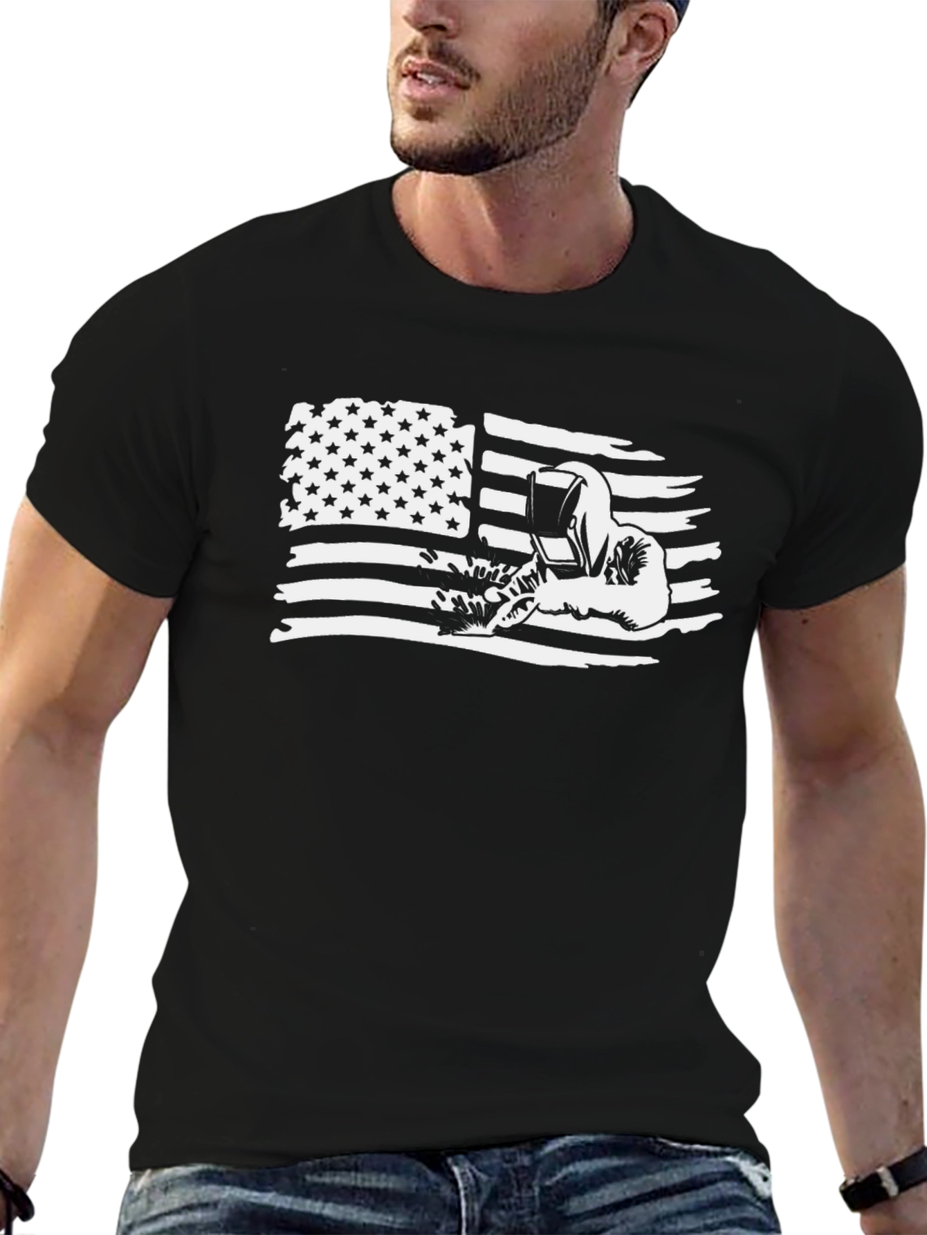 Welder American Flag Graphic T-Shirt