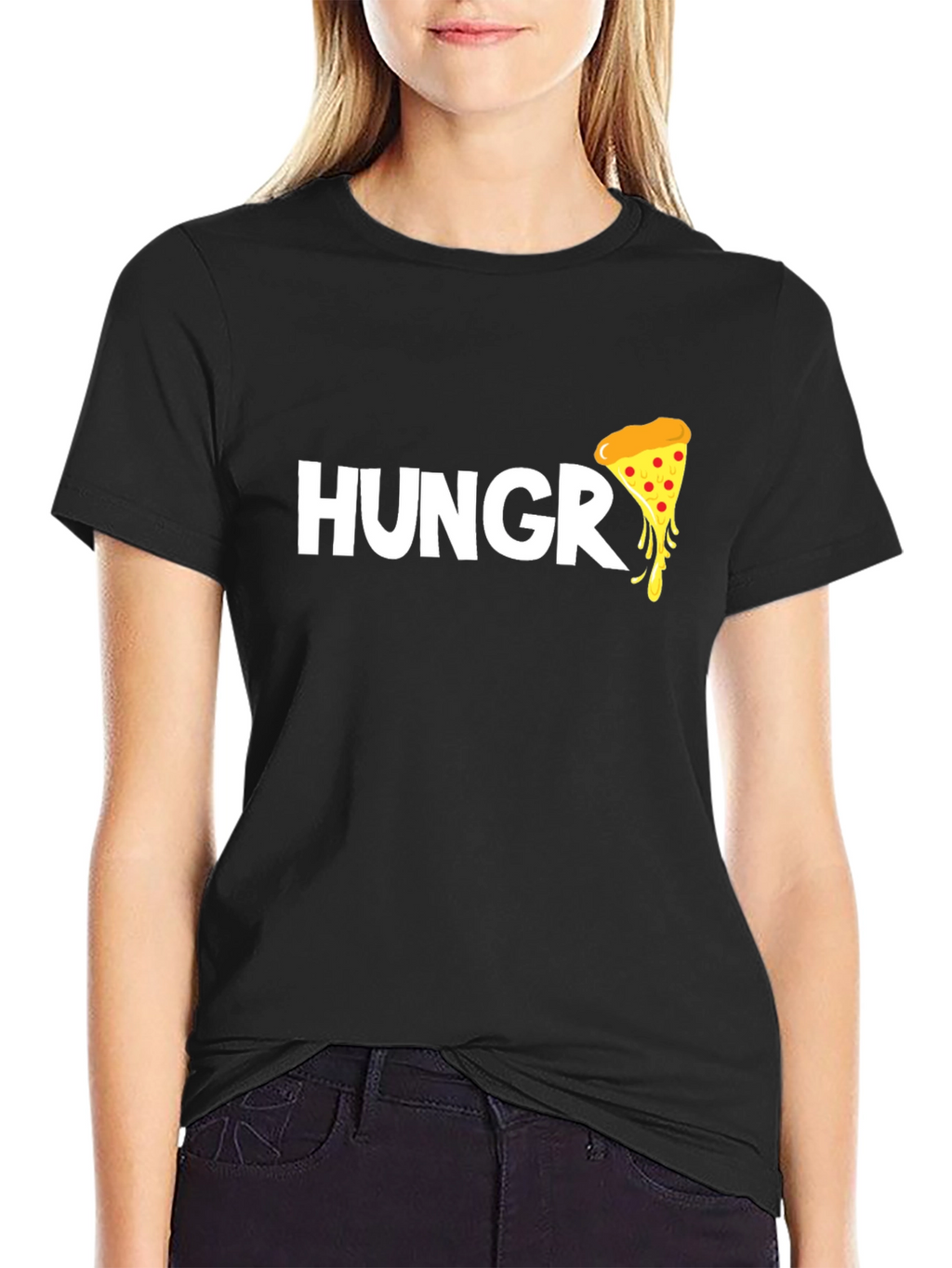 Hungry for Pizza T-Shirt - Black Cotton Tee