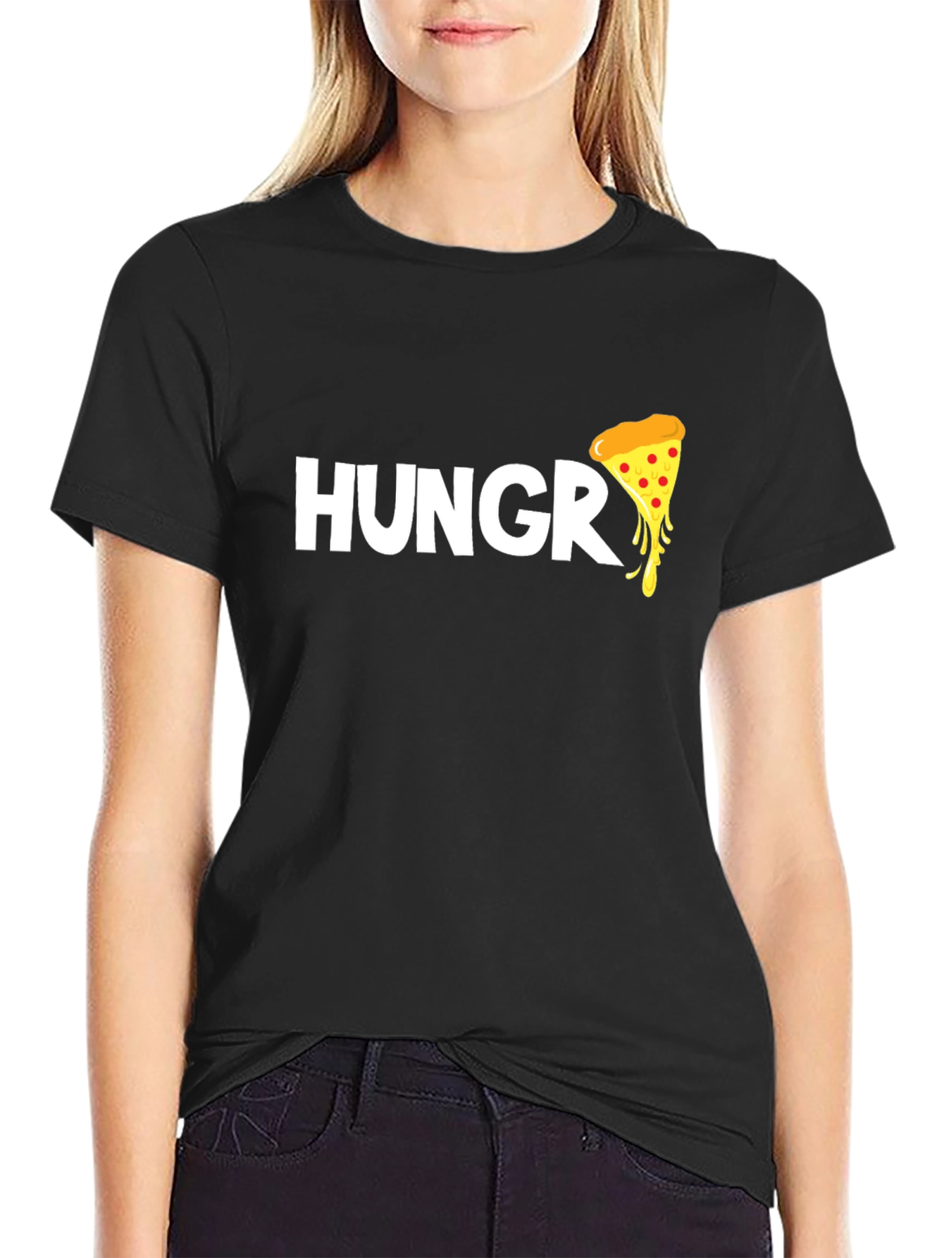 Hungry for Pizza T-Shirt - Black Cotton Tee